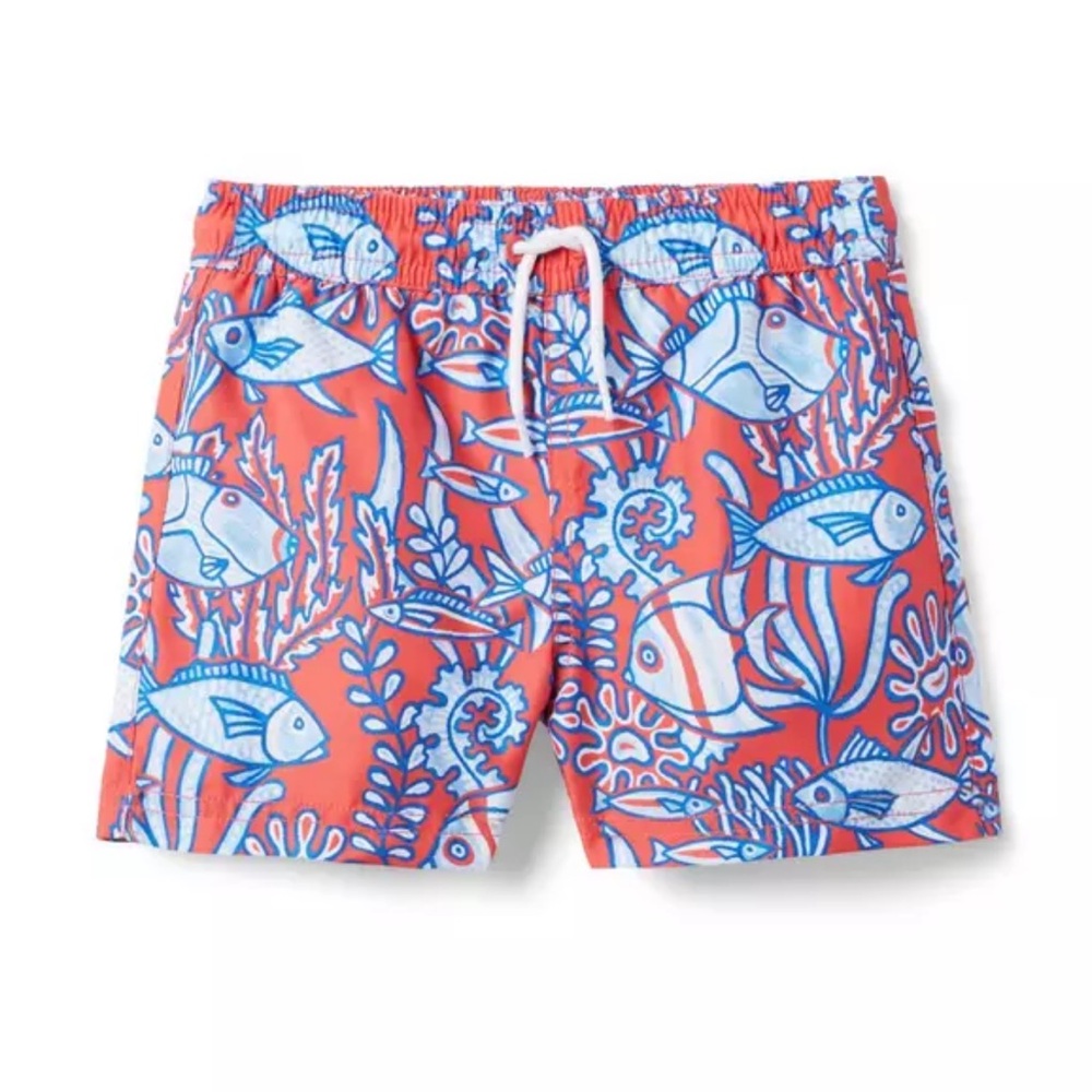 Janie and Jack Tropical Fish Print Swim Trunks